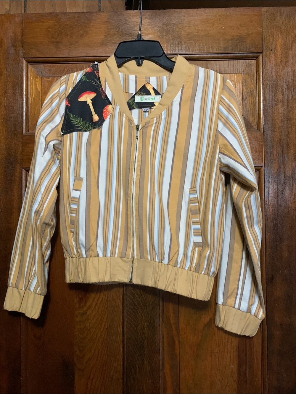 Junior Striped Bomber Jacket in Mustard White
